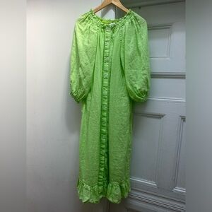 Sleeper Scoop Neck Midi Length Dress linen green